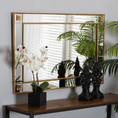 Iara Modern Glam and Luxe Antique Goldleaf Finished Wood Accent Wall Mirror