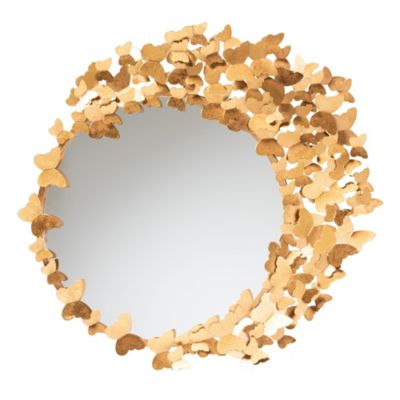 Tauriel Modern Glam and Luxe Antique Goldleaf Metal Butterfly Accent Wall Mirror