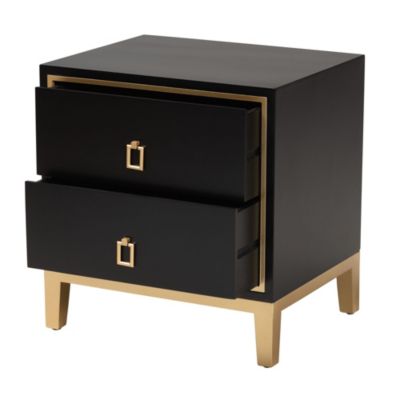 Donald Modern Glam and Luxe Finished Wood and Gold Metal 2-Drawer End Table