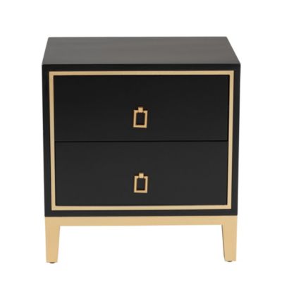 Donald Modern Glam and Luxe Finished Wood and Gold Metal 2-Drawer End Table