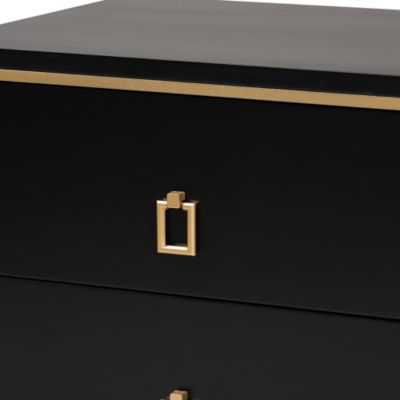 Donald Modern Glam and Luxe Finished Wood and Gold Metal 2-Drawer End Table