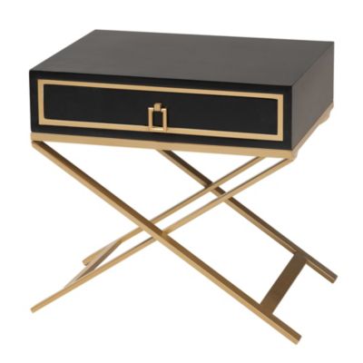 Lilibet Modern Glam and Luxe Finished Wood and Gold Metal 1-Drawer End Table