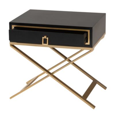 Lilibet Modern Glam and Luxe Finished Wood and Gold Metal 1-Drawer End Table