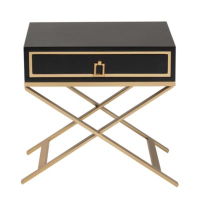 Lilibet Modern Glam and Luxe Finished Wood and Gold Metal 1-Drawer End Table