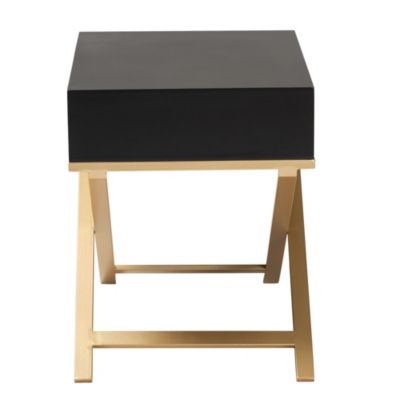 Lilibet Modern Glam and Luxe Finished Wood and Gold Metal 1-Drawer End Table