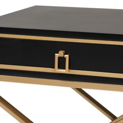 Lilibet Modern Glam and Luxe Finished Wood and Gold Metal 1-Drawer End Table