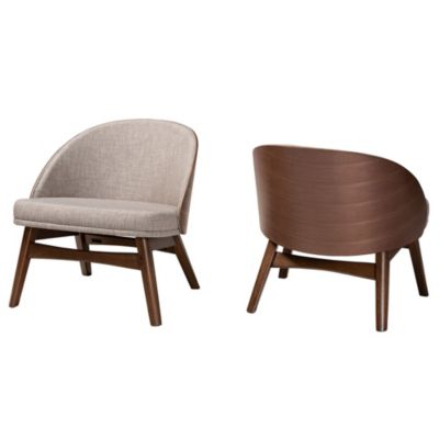 Baxton Studio Lovella Mid-Century Modern Grey Fabric and Walnut Brown Finished Wood Accent Chair