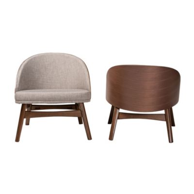 Lovella Mid-Century Modern Grey Fabric and Walnut Brown Finished Wood Accent Chair