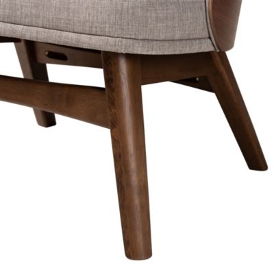 Lovella Mid-Century Modern Grey Fabric and Walnut Brown Finished Wood Accent Chair