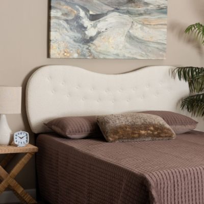 Brantley Modern Cream Boucle Fabric Queen Size Headboard