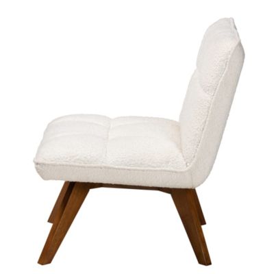 Darielle Japandi Cream Boucle Fabric and Walnut Brown Finished Rubberwood Accent Chair