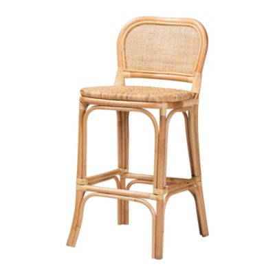 Adrena Modern Bohemian Natural Brown Rattan Bar Stool