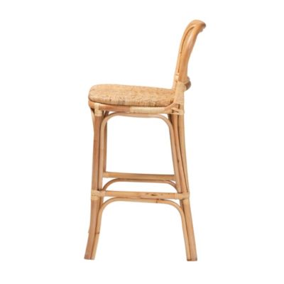 Adrena Modern Bohemian Natural Brown Rattan Bar Stool