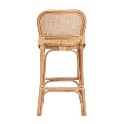 Adrena Modern Bohemian Natural Brown Rattan Bar Stool