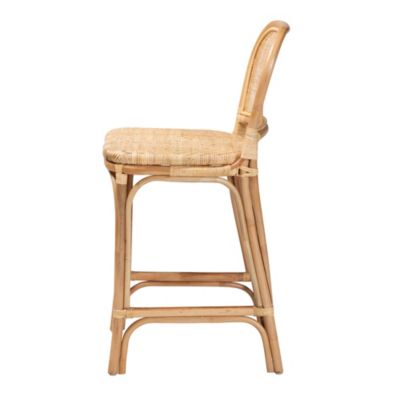 Adrena Modern Bohemian Natural Brown Rattan Counter Stool