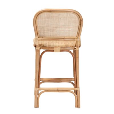 Adrena Modern Bohemian Natural Brown Rattan Counter Stool