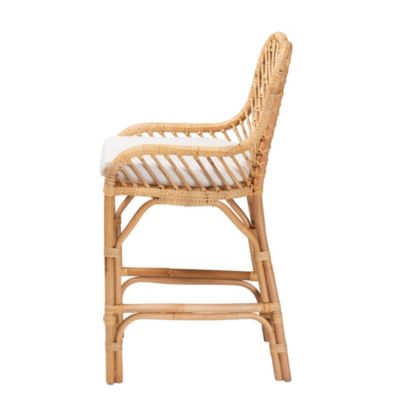 Arween Modern Bohemian Natural Brown Rattan Counter Stool