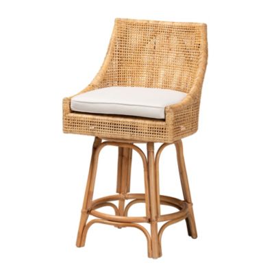 bali & pari Bella Modern Bohemian Natural Brown Rattan Counter Stool