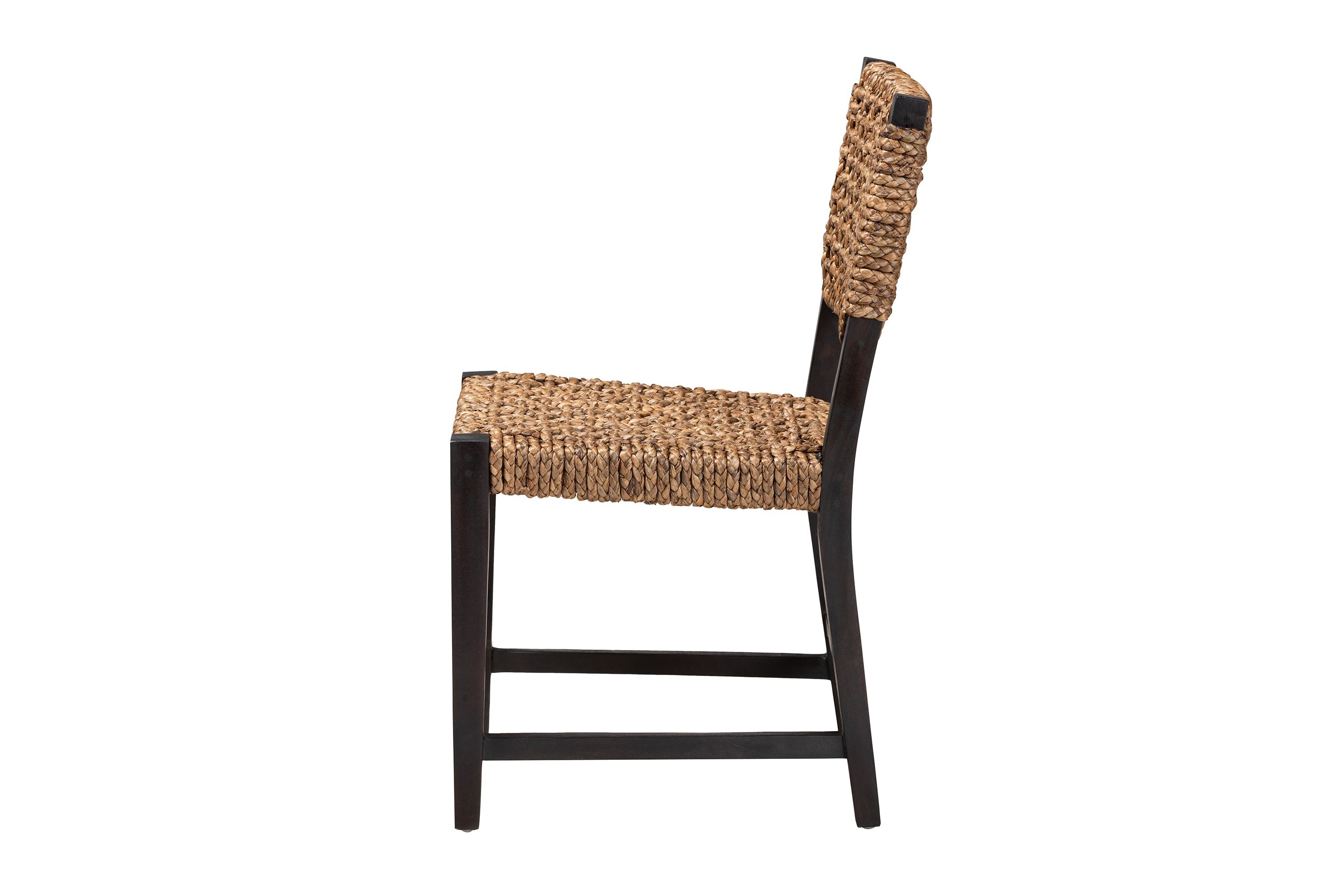 Alise Modern Bohemian Dark Brown Mahogany Wood and Seagrass Dining Chair
