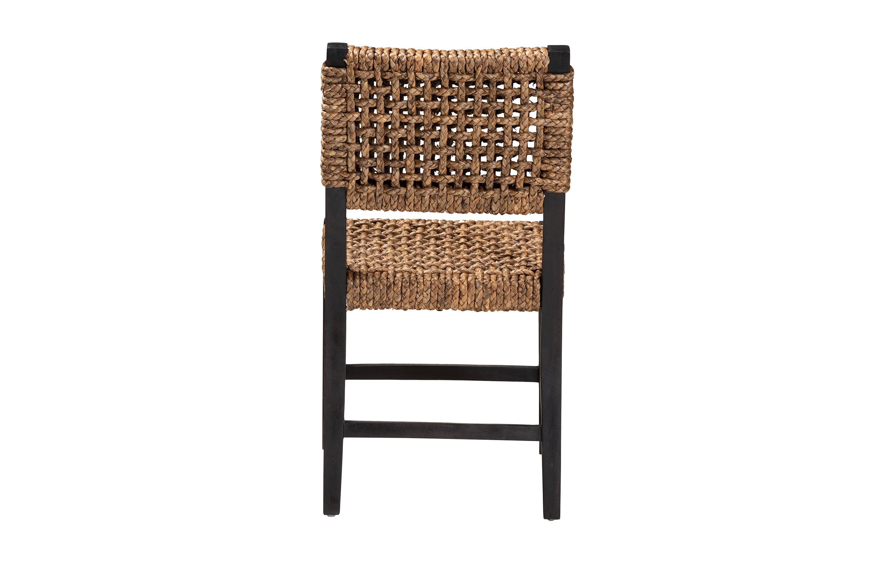Alise Modern Bohemian Dark Brown Mahogany Wood and Seagrass Dining Chair