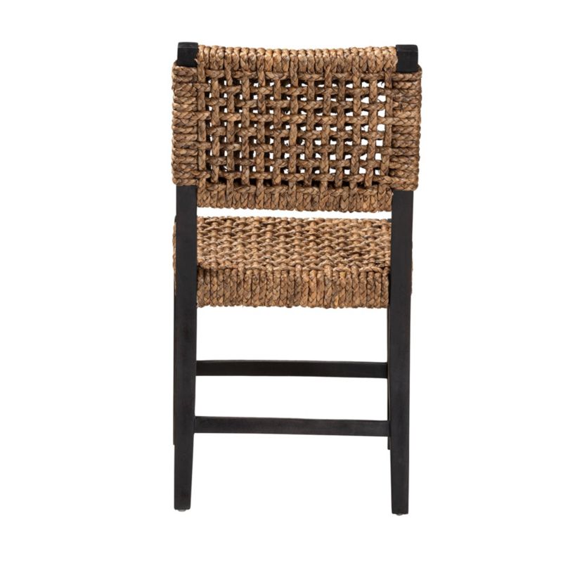 Alise Modern Bohemian Dark Brown Mahogany Wood and Seagrass Dining Chair
