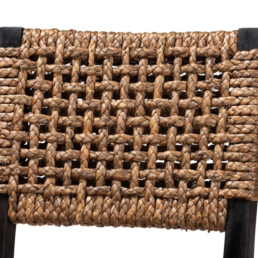 Alise Modern Bohemian Dark Brown Mahogany Wood and Seagrass Dining Chair
