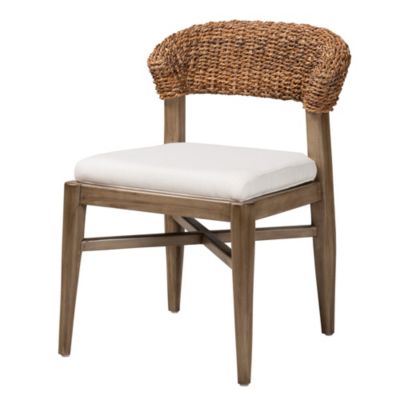 Chloe Modern Bohemian Walnut Brown Finished Mahogany Wood and Natural Rattan Dining Chairs