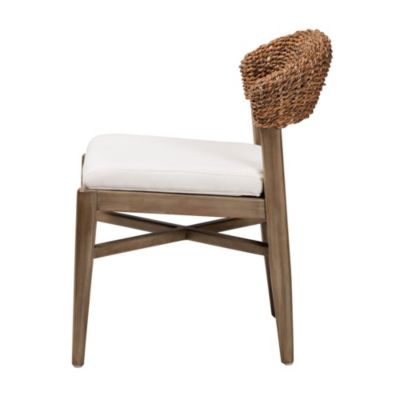 Chloe Modern Bohemian Walnut Brown Finished Mahogany Wood and Natural Rattan Dining Chairs