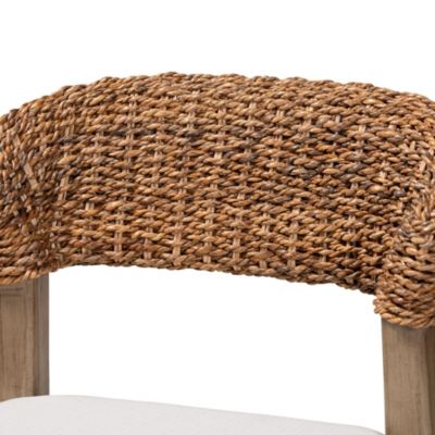 Chloe Modern Bohemian Walnut Brown Finished Mahogany Wood and Natural Rattan Dining Chairs