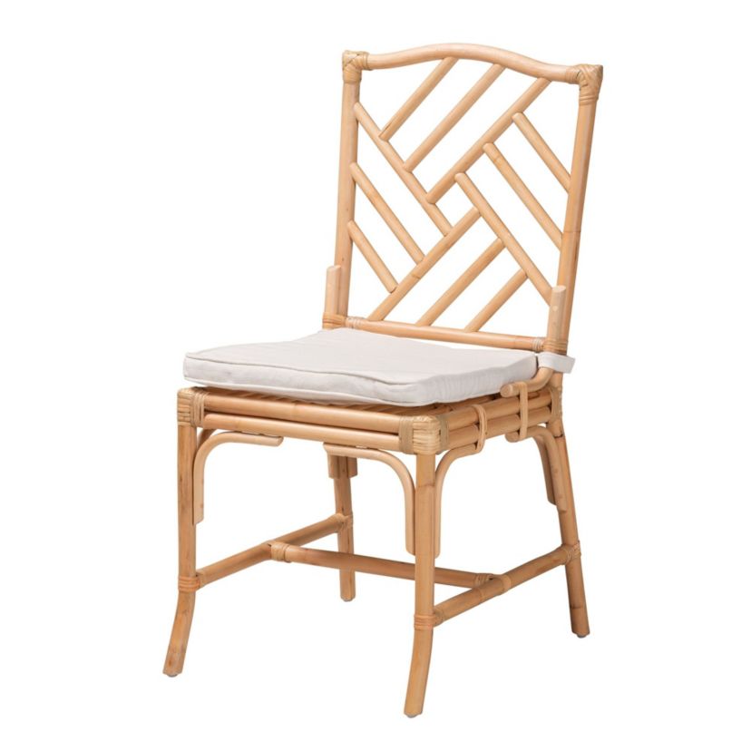Rio Modern Bohemian Natural Brown Rattan Dining Chairs