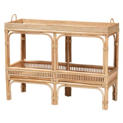 Lombok Modern Bohemian Natural Brown Rattan Console Table