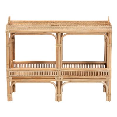 Lombok Modern Bohemian Natural Brown Rattan Console Table