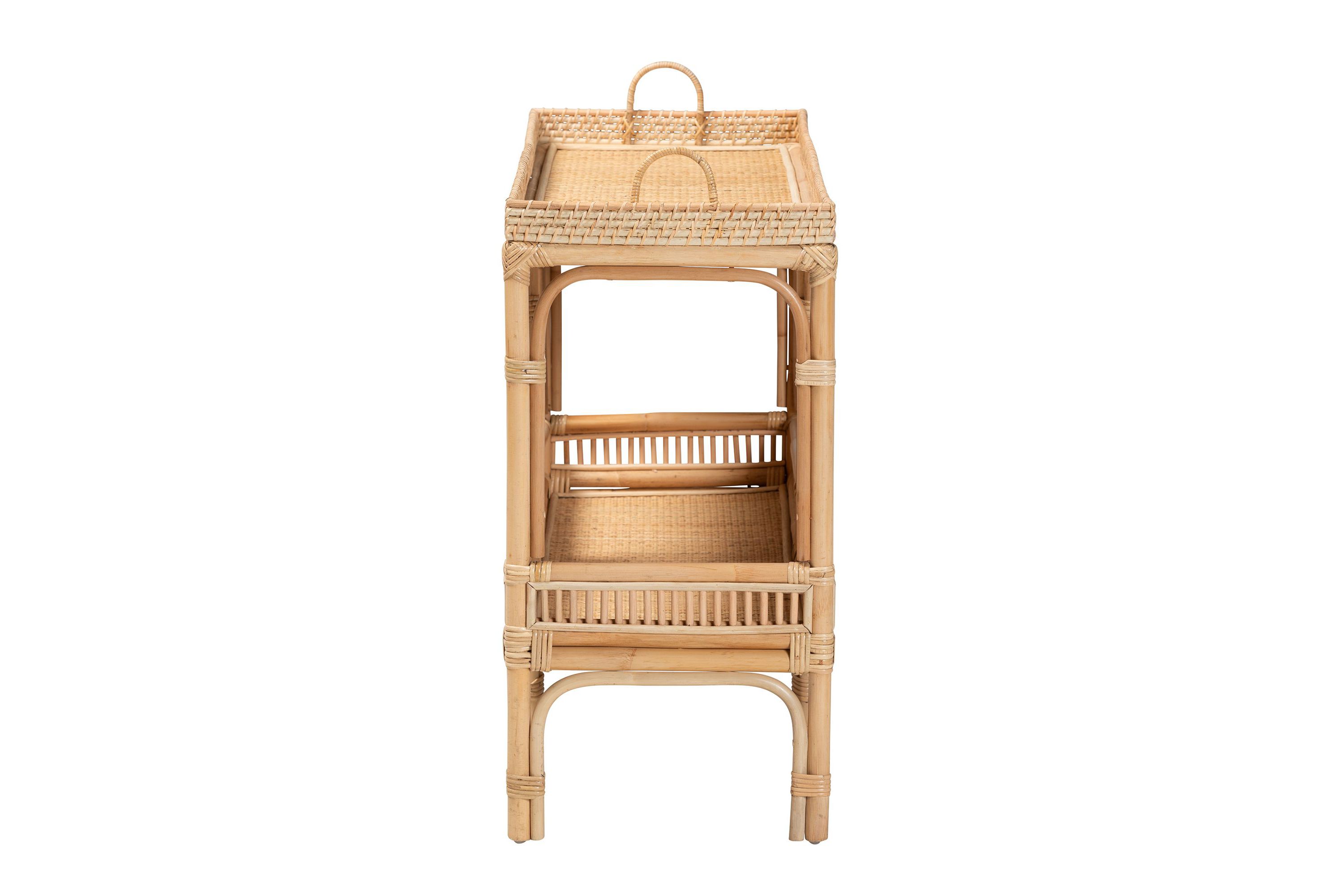 Lombok Modern Bohemian Natural Brown Rattan Console Table