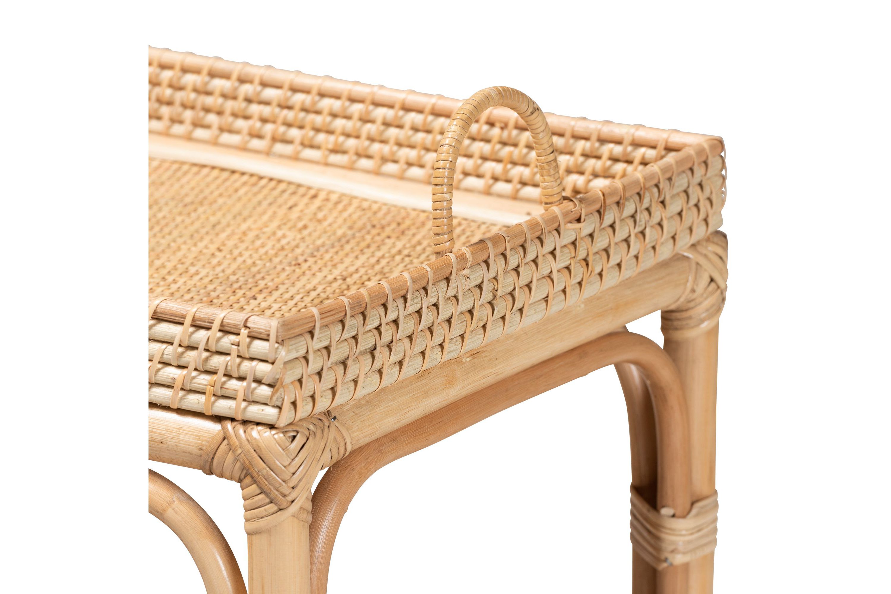 Lombok Modern Bohemian Natural Brown Rattan Console Table