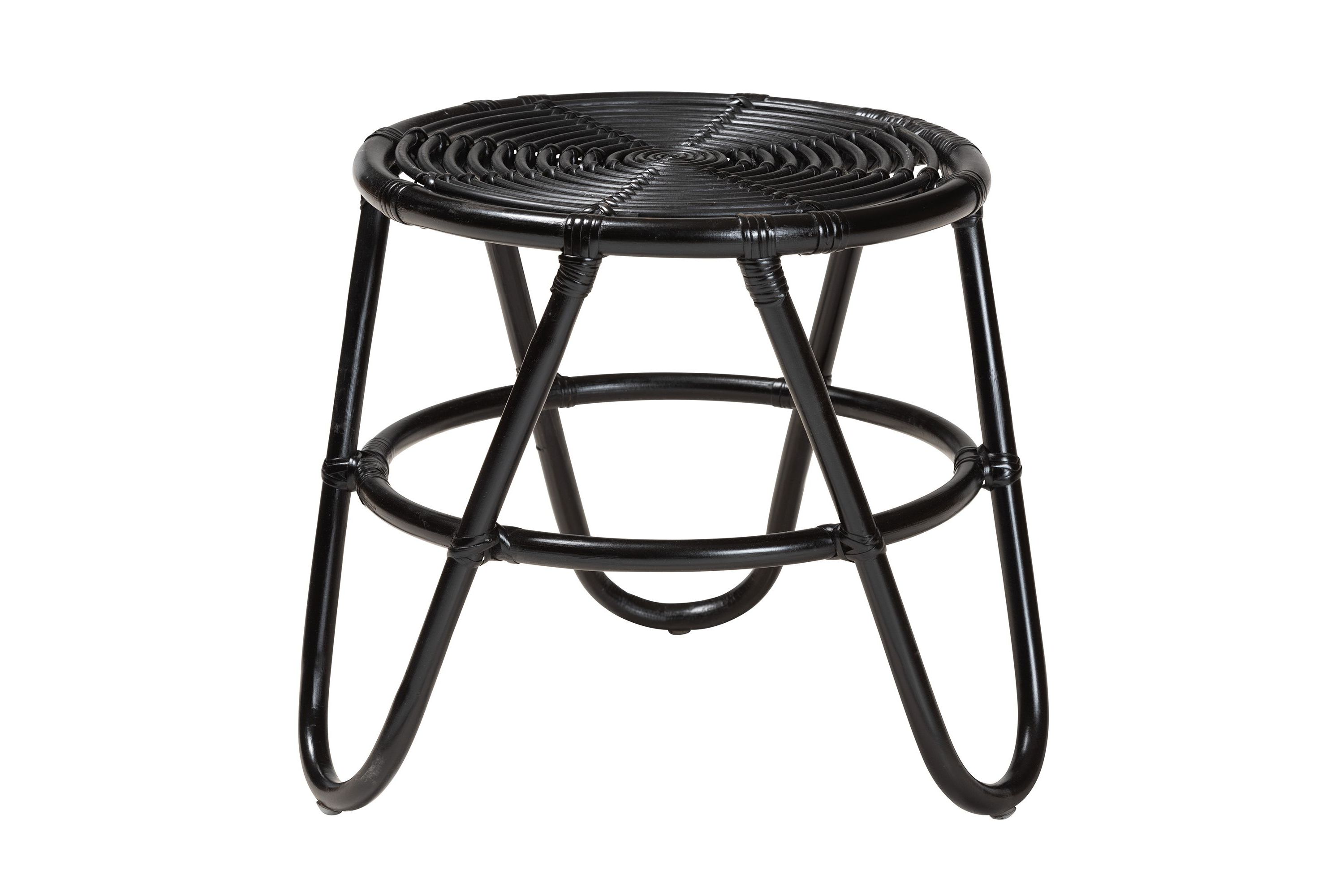 Pertessa Modern Bohemian Black Finished Rattan End Table