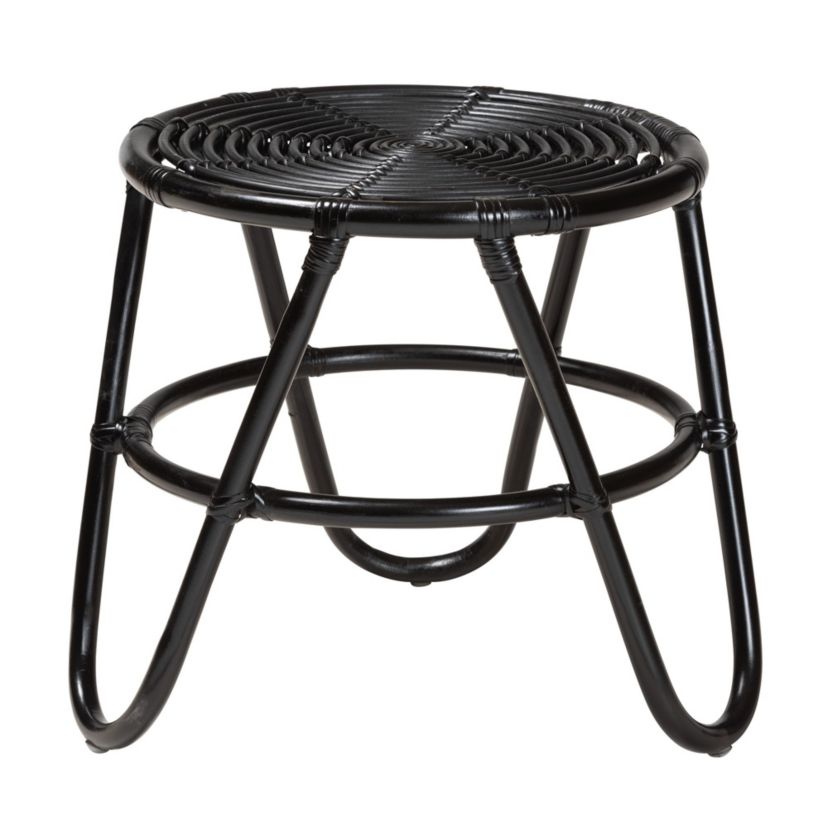 Pertessa Modern Bohemian Black Finished Rattan End Table
