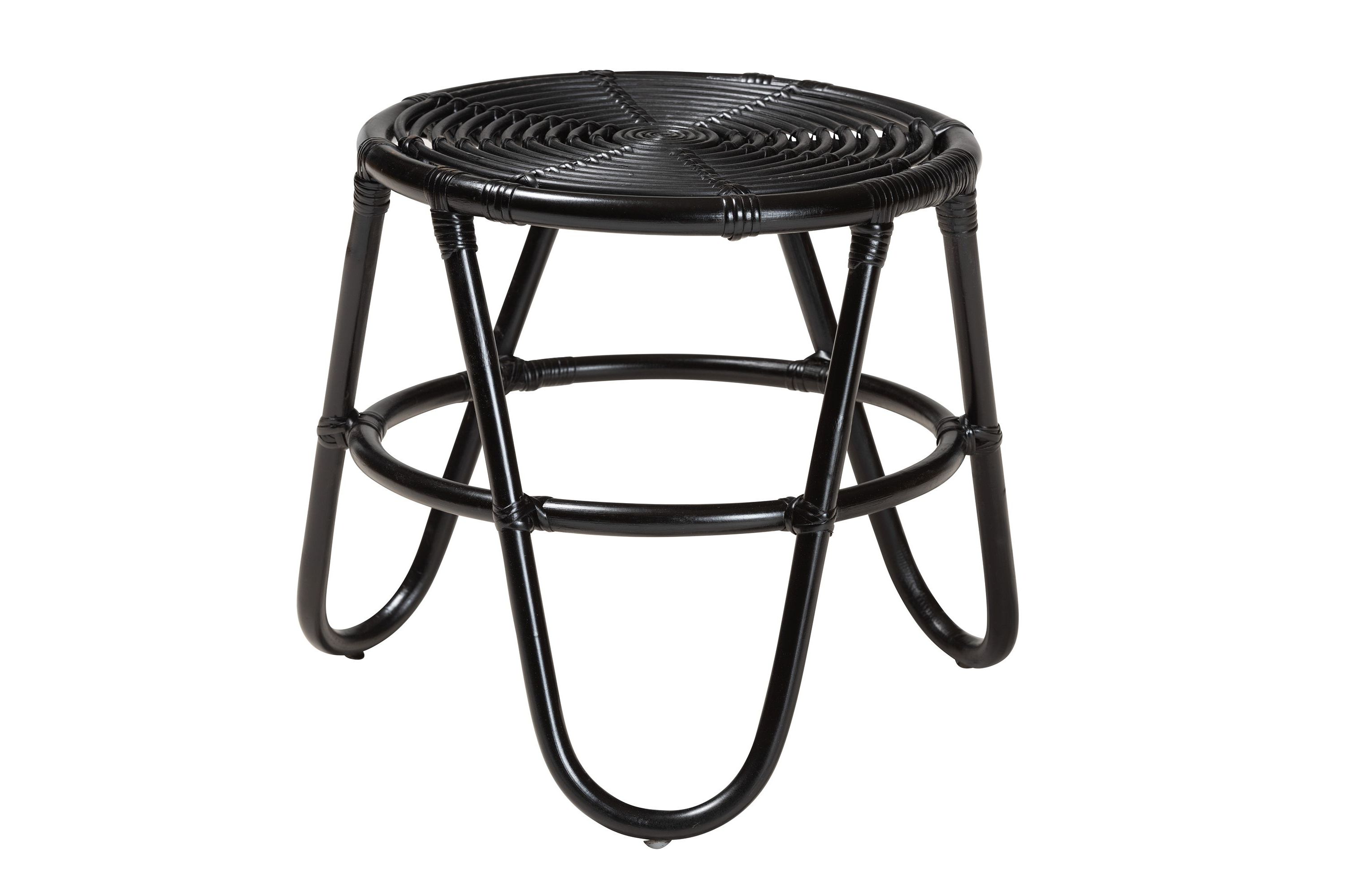 Pertessa Modern Bohemian Black Finished Rattan End Table