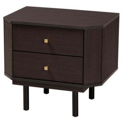 Norwood Modern Transitional Two-Tone Black and Espresso Brown Finished Wood 2-Drawer End Table