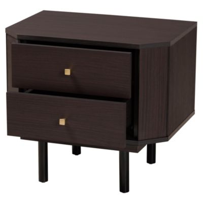 Norwood Modern Transitional Two-Tone Black and Espresso Brown Finished Wood 2-Drawer End Table
