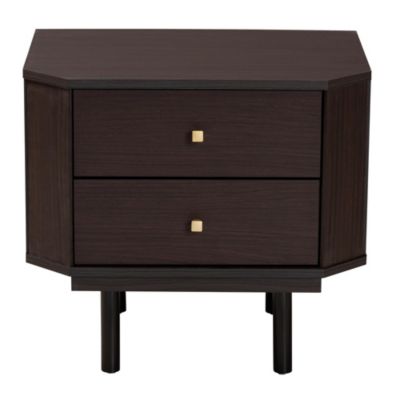 Norwood Modern Transitional Two-Tone Black and Espresso Brown Finished Wood 2-Drawer End Table