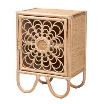 bali & pari Acelin Modern Bohemian Natural Brown Rattan Nightstand
