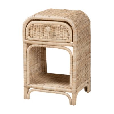 bali & pari Magni Modern Bohemian Natural Brown Rattan 1-Drawer Nightstand