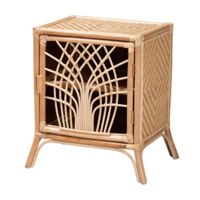 bali & pari Danna Modern Bohemian Natural Brown Rattan Nightstand