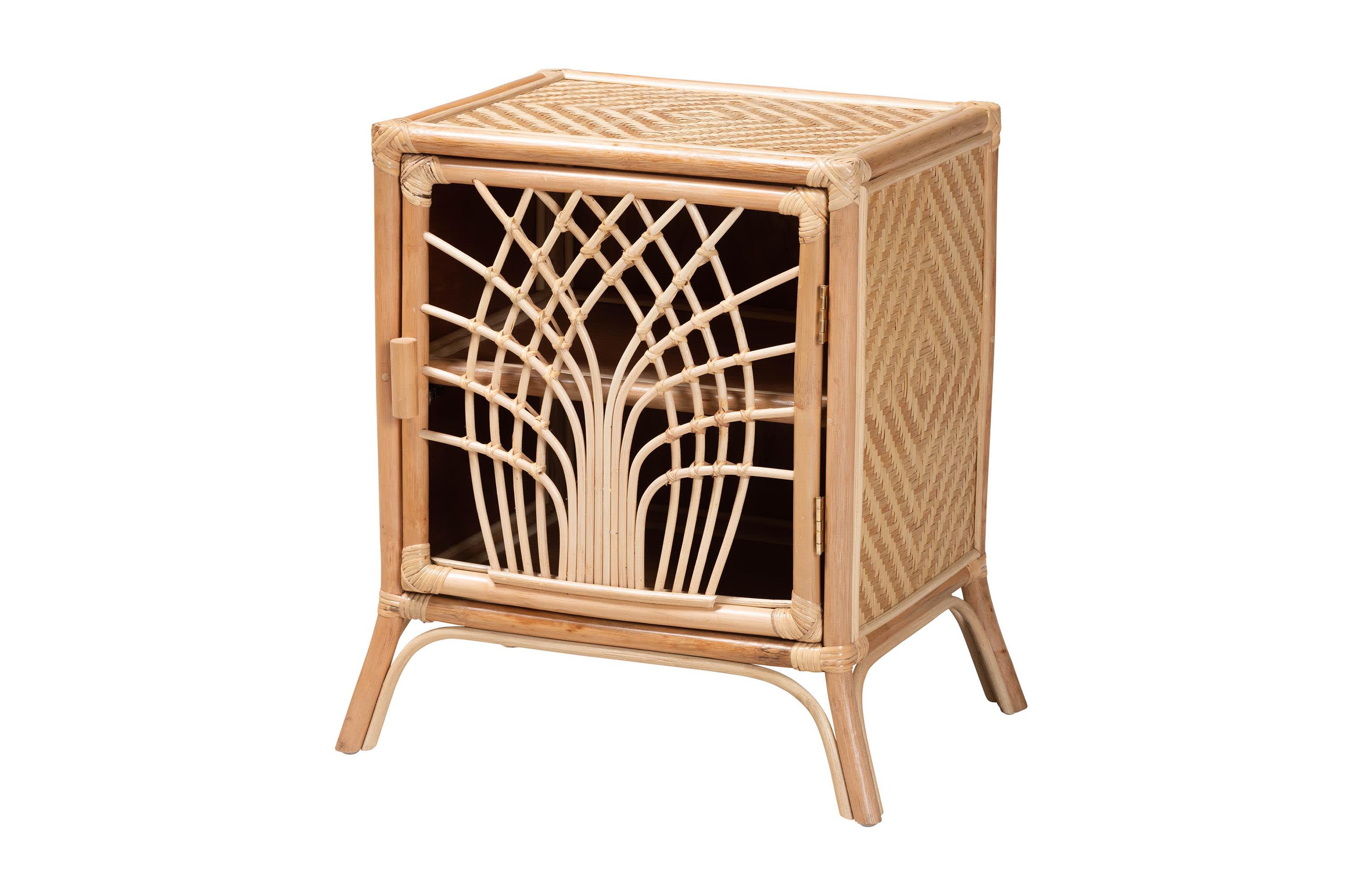 Danna Modern Bohemian Natural Brown Rattan Nightstand
