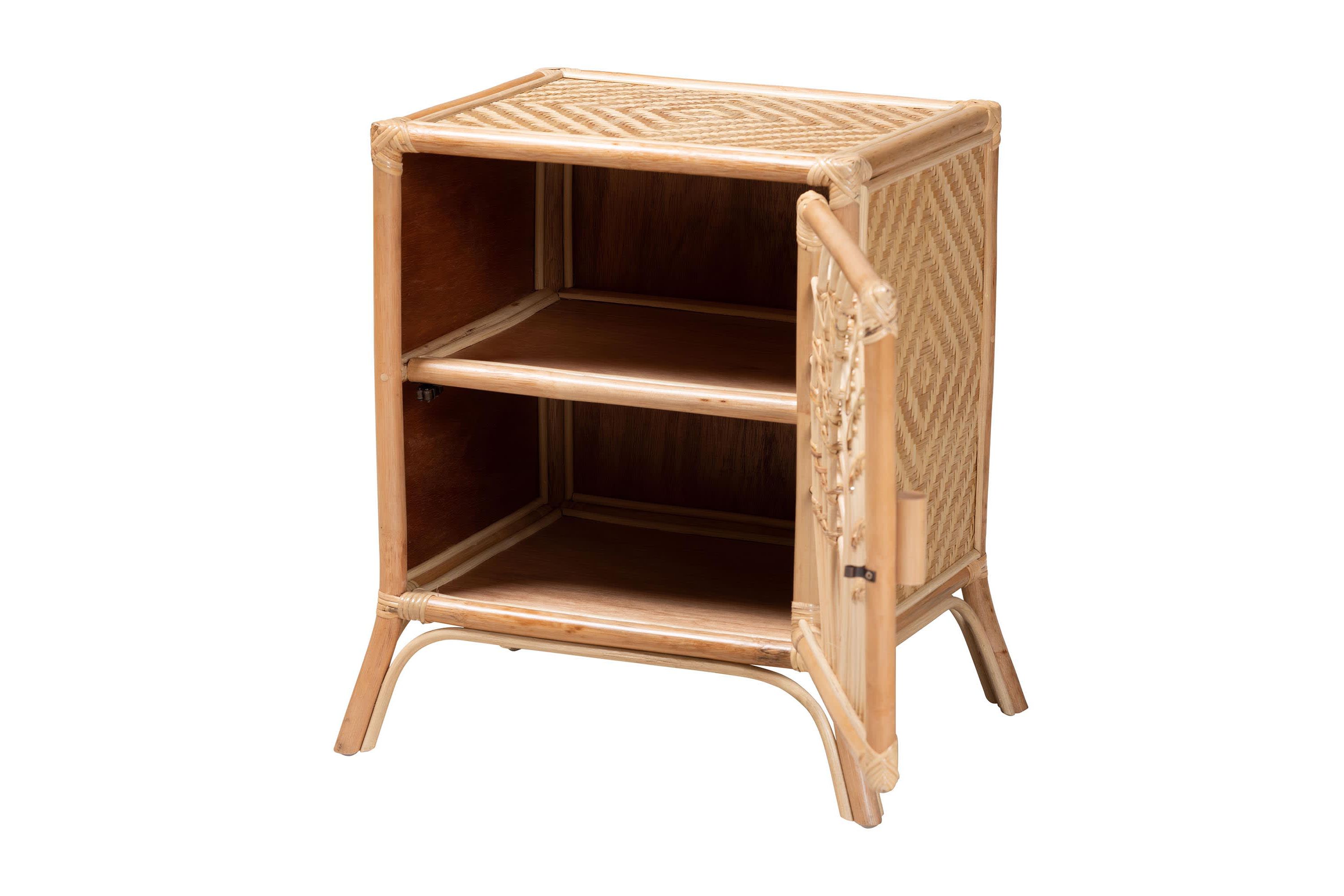 Danna Modern Bohemian Natural Brown Rattan Nightstand