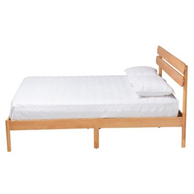 Quincia Japandi Sandy Brown Finished Wood Queen Size Platform Bed