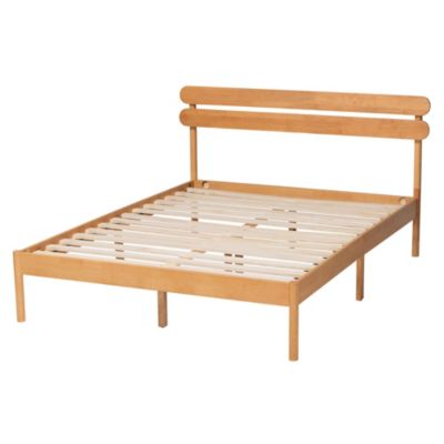 Quincia Japandi Sandy Brown Finished Wood Queen Size Platform Bed