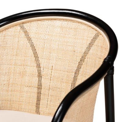 Miranda Modern Bohemian Two-Tone Black and Natural Brown Rattan 2-Piece Dining Chair Set