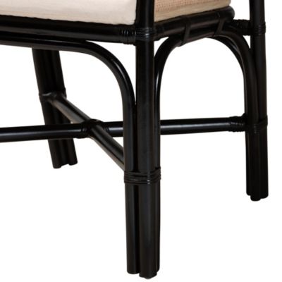 Miranda Modern Bohemian Two-Tone Black and Natural Brown Rattan 2-Piece Dining Chair Set