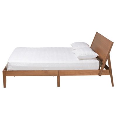 Eileen Mid-Century Transitional Walnut Brown Finished Wood Queen Size Platform Bed